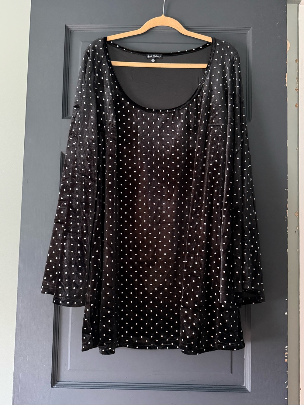 NWT Smak Parlour Black Velvet & Silver Dot Mini Dress 2X/18
